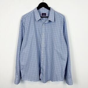 UnTUCKit Men's 100% Cotton Wrinkle-Free Blue Plaid Button Down Size XXL